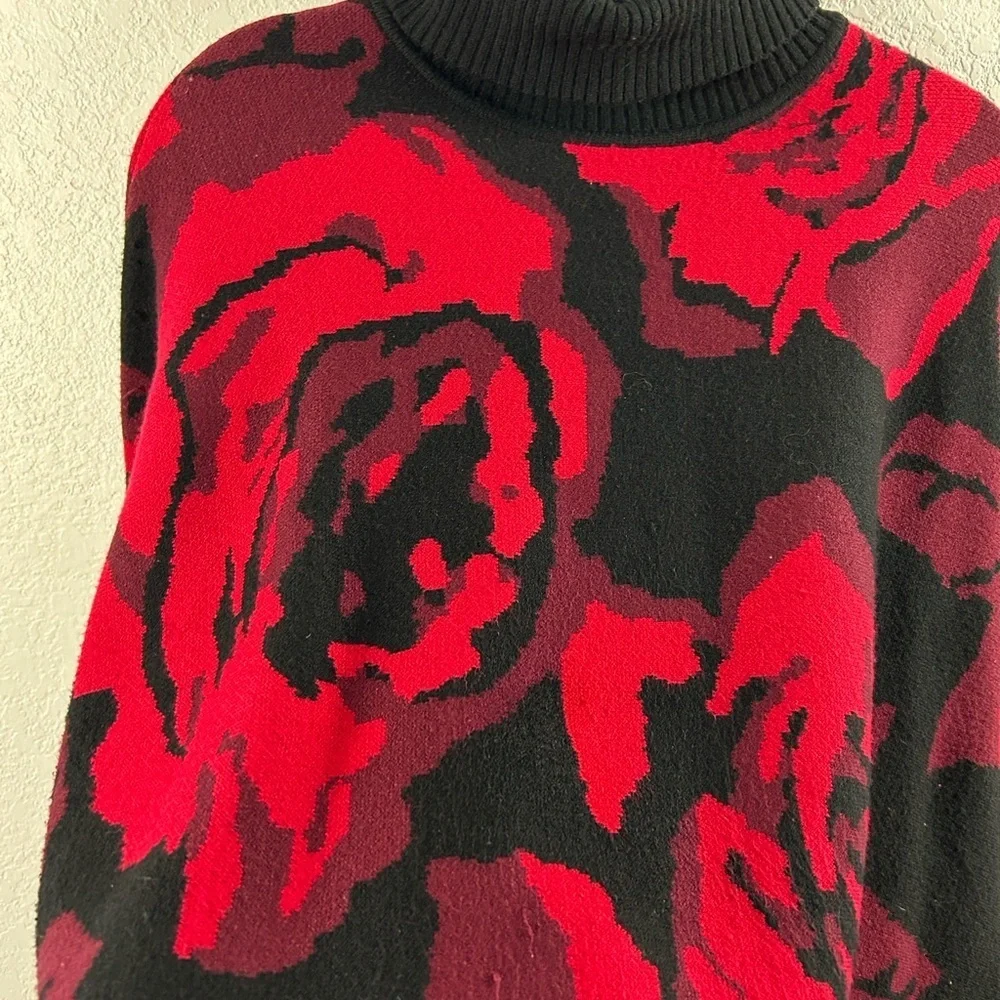 Chico's Women’s Roses Jacquard Pullover Sweater Sz S/M Comfy Cozy Winter Chic